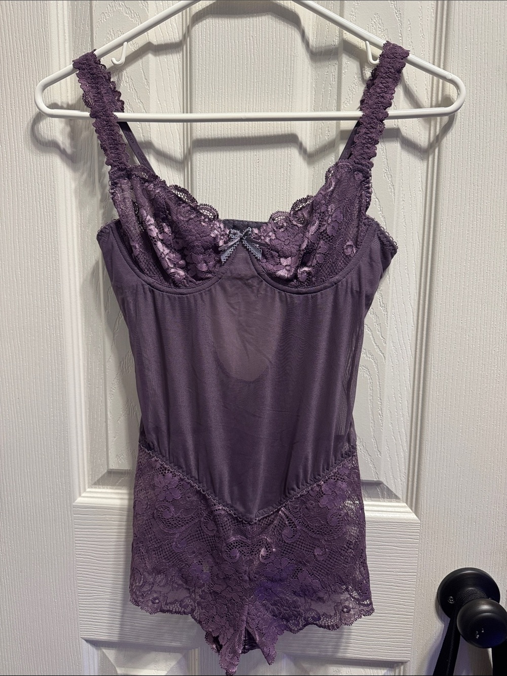 Victoria's Secret Purple Lace-Trim Chemise Romper